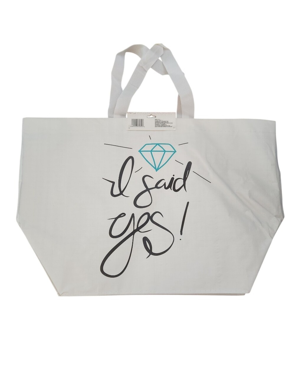 Tote Bag "I Said Yes" Blue Diamond Print NWT - Picture 2 of 2